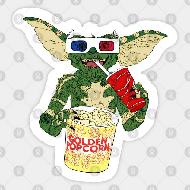 Popcorn Gremlin (version a) Sticker by attackofthegiantants